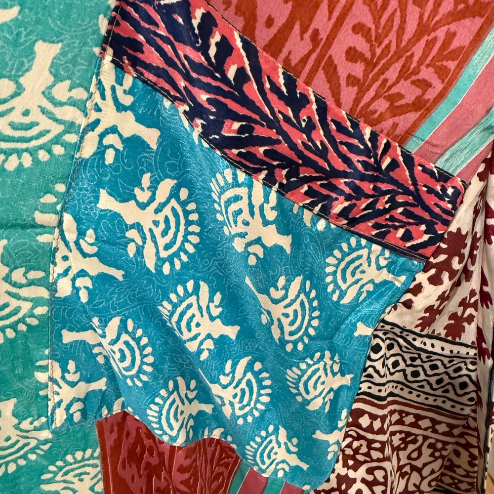 Colorful Patterned Silk Duster / Kimono - image 5